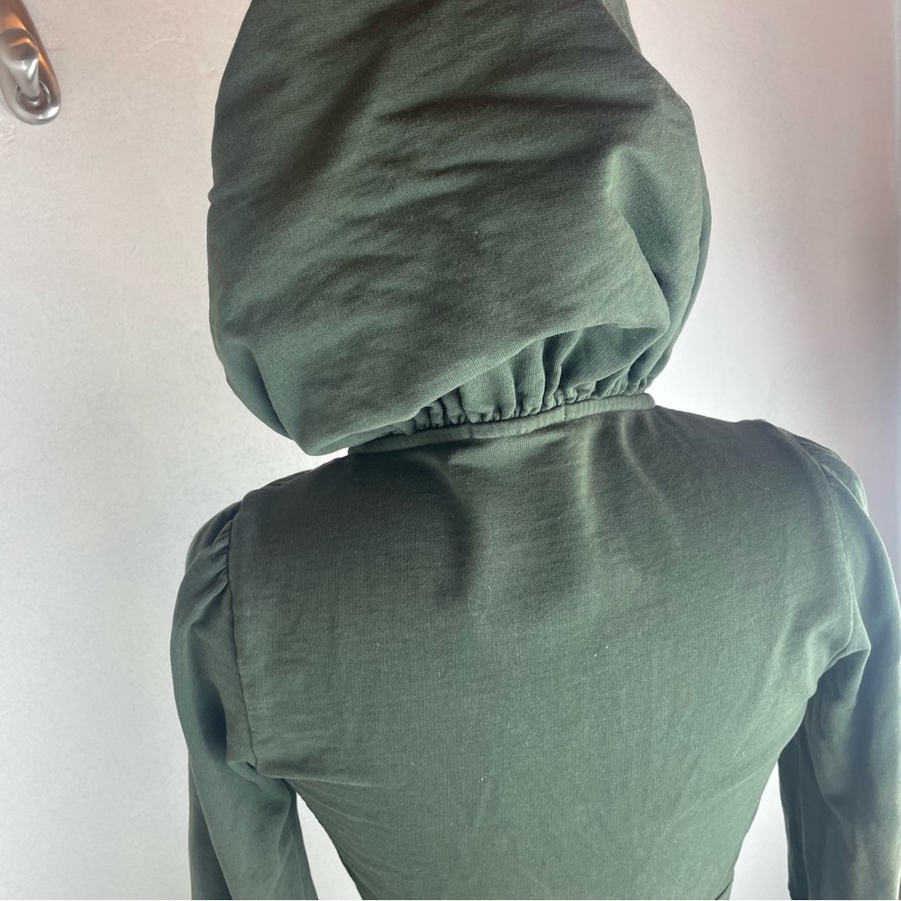 Olive Green Women's Zip Hoodie Sweatshirt - Picture 12 of 16